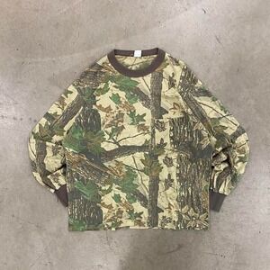 Vintage 80s Realtree Camo Longsleeve Single Stitch Hunting Outdoors Shirt Size L